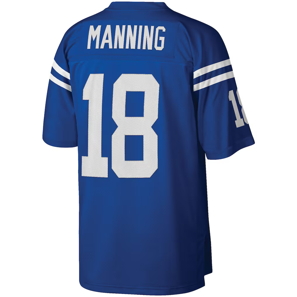 Johmsee IN.Colts #18 Peyton Manning Mitchell & Ness Royal Big & Tall 1998 Retired Player Replica Stitched Puhic  Jersey