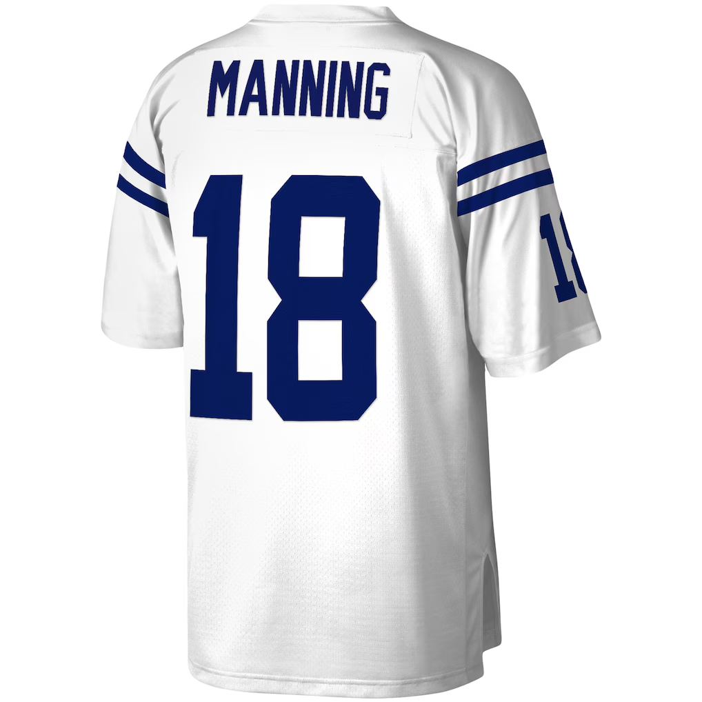 Johmsee IN.Colts #18 Peyton Manning Mitchell & Ness White Legacy Replica Jersey