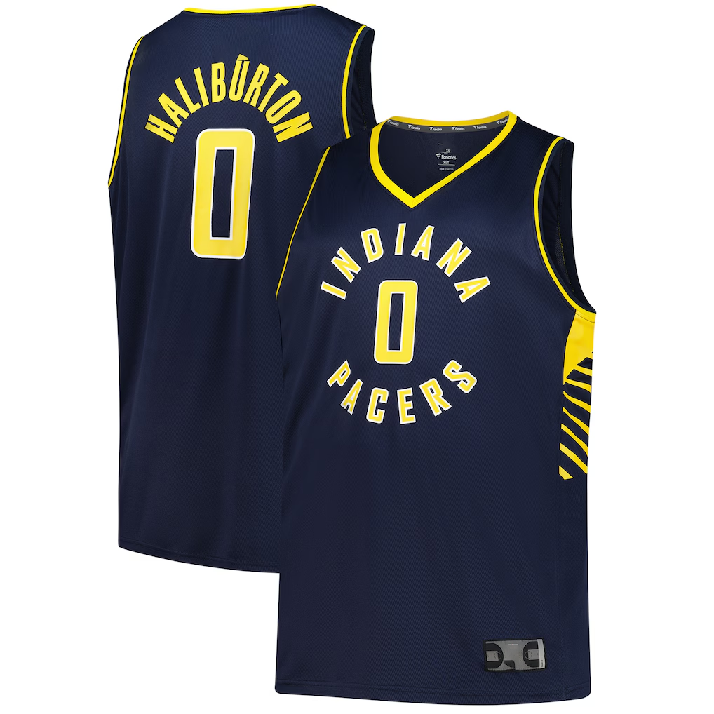 Johmsee I.Pacers #0 Tyrese Haliburton  Navy Big & Tall Fast Break Jerseys - Icon Edition