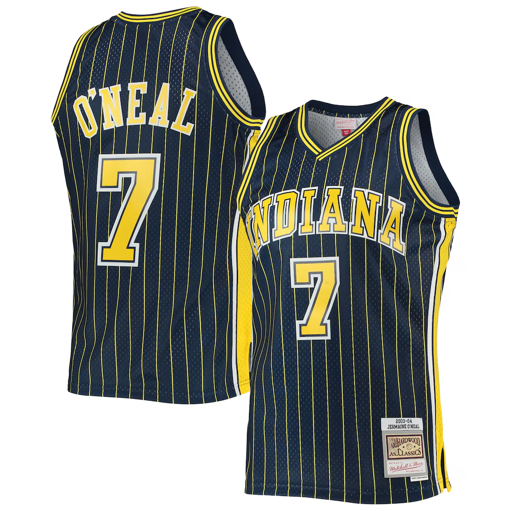 Johmsee I.Pacers #7 Jermaine O'Neal Mitchell & Ness Navy 200304 Hardwood Classics Swingman Jerseys