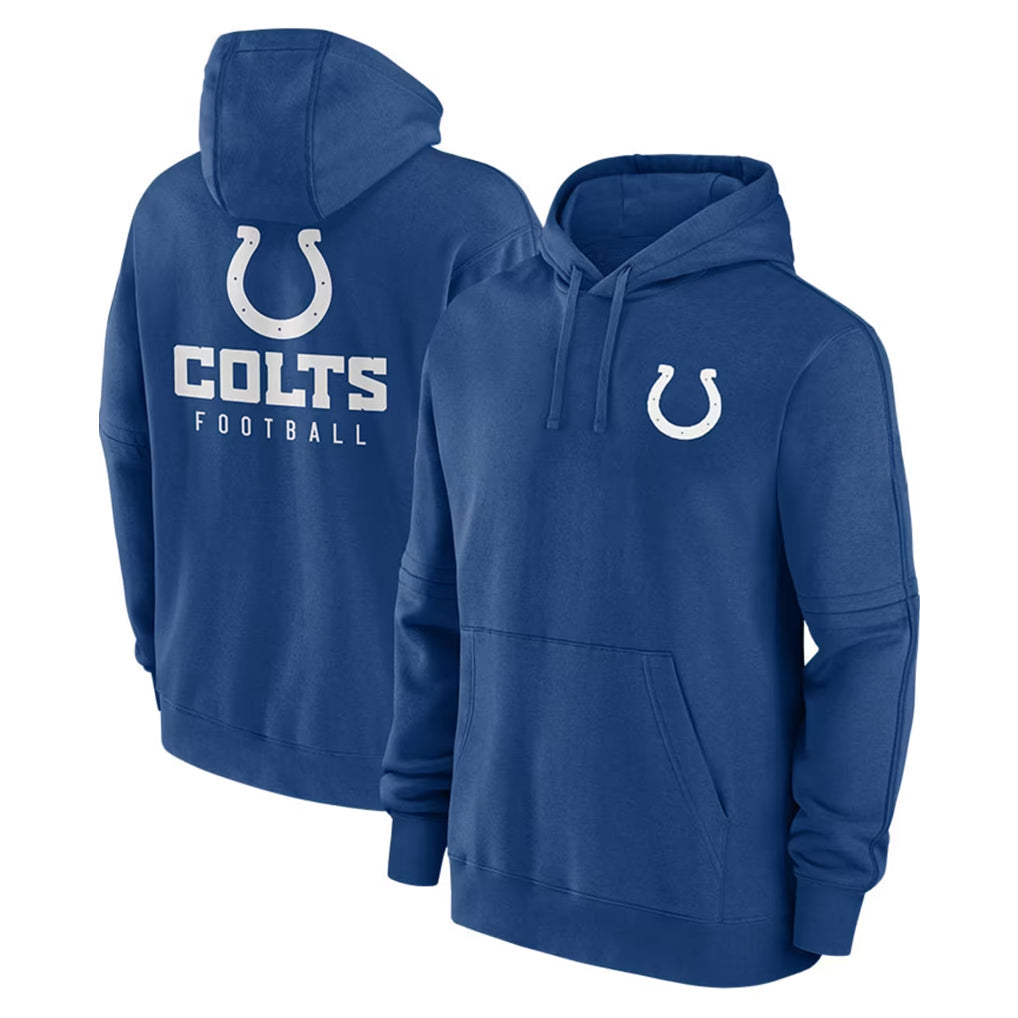 Johmsee IN.Colts Blue Sideline Club Fleece Long Sleeve Hoodie Limited Blank Player Stitched Jerseys