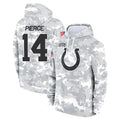 Johmsee IN.Colts #14 Alec Pierce Player Arctic Camo Salute to Service Hoodies Limited Game Stitched Jerseys