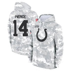 Johmsee IN.Colts #14 Alec Pierce Player Arctic Camo Salute to Service Hoodies Limited Game Stitched Jerseys