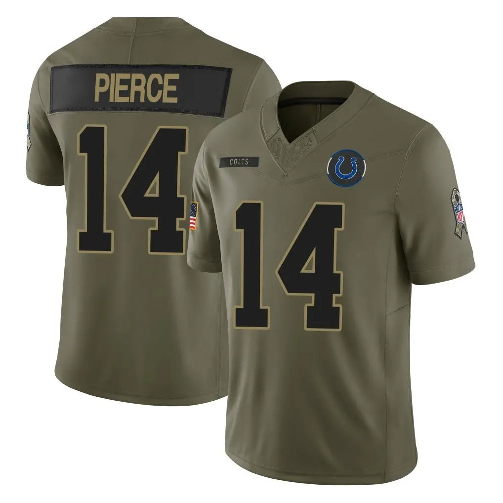 Johmsee IN.Colts #14 Alec Pierce Player Olive 2025 Salute To Service Limited Game Stitched Jerseys