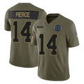 Johmsee IN.Colts #14 Alec Pierce Player Olive 2025 Salute To Service Limited Game Stitched Jerseys