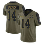 Johmsee IN.Colts #14 Alec Pierce Player Olive Salute To Service Limited Game Stitched Jerseys