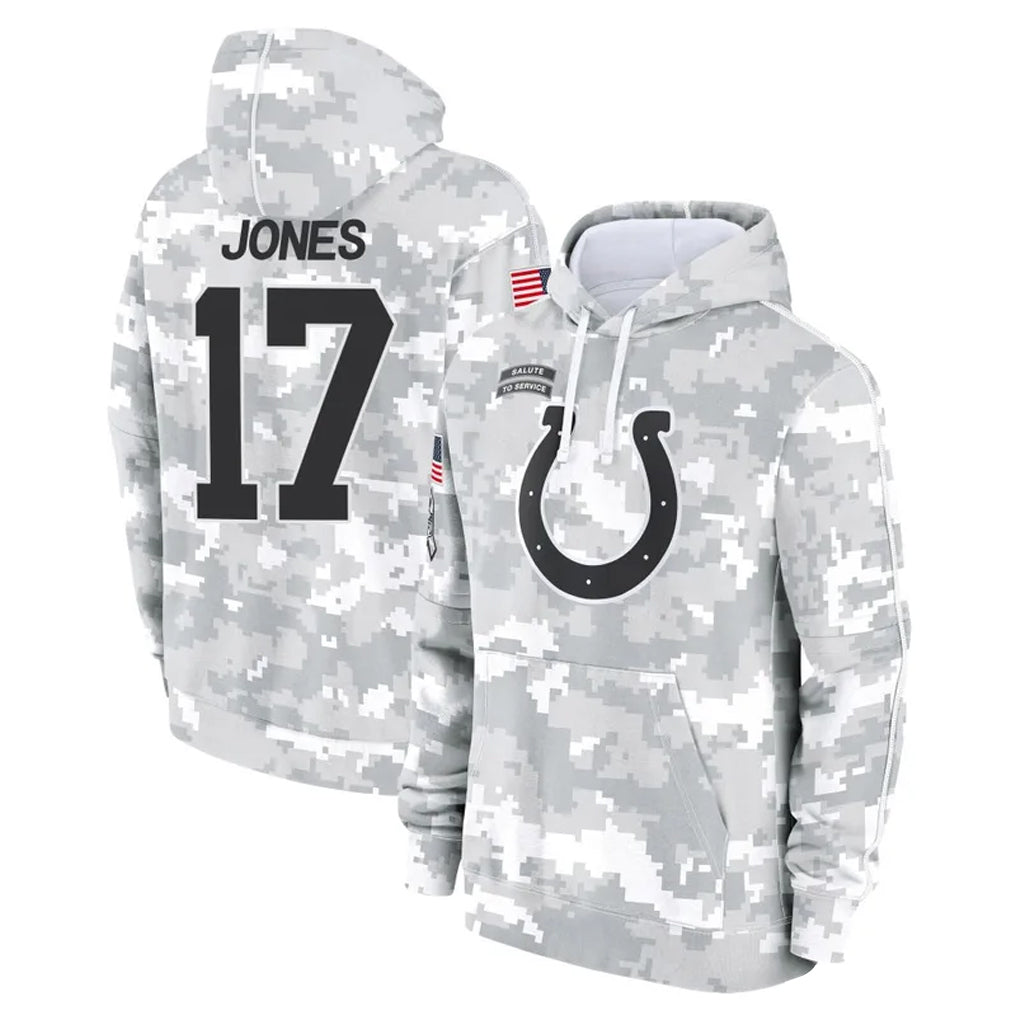 Johmsee IN.Colts #17 Daniel Jones Player Arctic Camo Salute to Service Hoodies Limited Game Stitched Jerseys