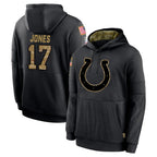 Johmsee IN.Colts #17 Daniel Jones Player Black Salute to Service Hoodies Limited Game Stitched Jerseys