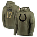 Johmsee IN.Colts #17 Daniel Jones Player Olive Salute to Service Pullover Hoodies Home Game Stitched Jerseys