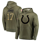Johmsee IN.Colts #17 Daniel Jones Player Olive Salute to Service Pullover Hoodies Home Game Stitched Jerseys