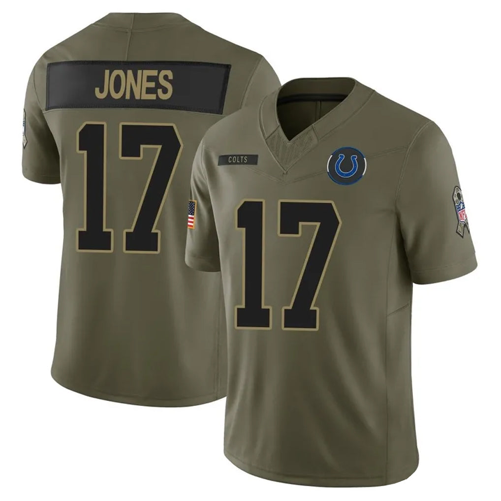 Johmsee IN.Colts #17 Daniel Jones Player Salute to Service Limited Olive Stitched Jerseys