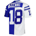 Johmsee IN.Colts #18 Peyton Manning Mitchell & Ness Royal-White Split Legacy Replica Stitched Jerseys
