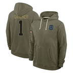 Johmsee IN.Colts #1 Sauce Gardner Player Olive Salute to Service Pullover Hoodies Limited Stitched Jerseys