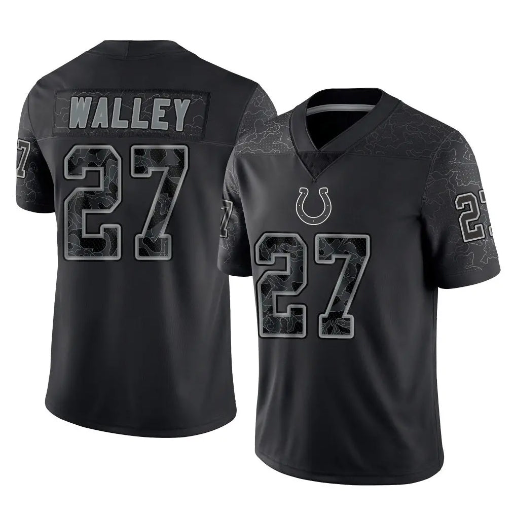 Johmsee IN.Colts #27 Justin Walley Player Black Reflective Limited Game Stitched Jerseys