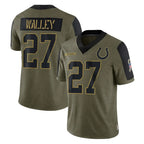 Johmsee IN.Colts #27 Justin Walley Player Olive Salute To Service Limited Game Stitched Jerseys