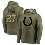 Johmsee IN.Colts #27 Justin Walley Player Olive Salute to Service Pullover Hoodies Home Game Stitched Jerseys