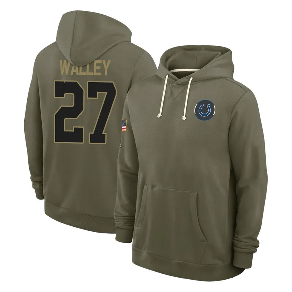 Johmsee IN.Colts #27 Justin Walley Player Olive Salute to Service Pullover Hoodies Limited Stitched Jerseys