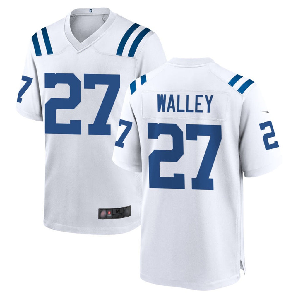 Johmsee IN.Colts #27 Justin Walley Player White Home Game Stitched Jerseys