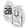 Johmsee IN.Colts #28 Jonathan Taylor Player Arctic Camo Salute to Service Hoodies Limited Game Stitched Jerseys
