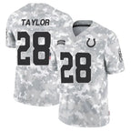 Johmsee IN.Colts #28 Jonathan Taylor Player Arctic Camo Salute to Service Limited Stitched Jerseys