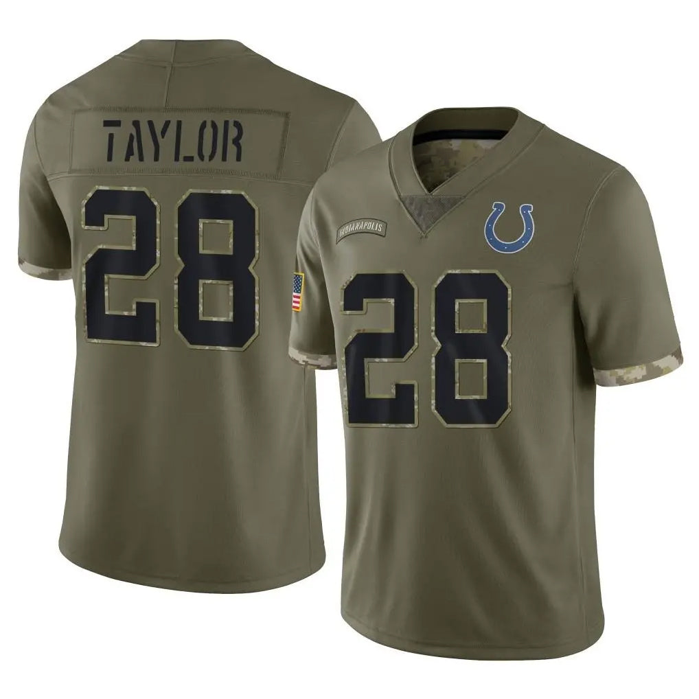 Johmsee IN.Colts #28 Jonathan Taylor Player Olive Salute To Service Limited Stitched Jerseys