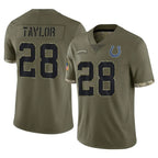 Johmsee IN.Colts #28 Jonathan Taylor Player Olive Salute To Service Limited Stitched Jerseys