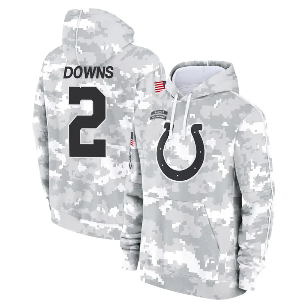 Johmsee IN.Colts #2 Josh Downs Player Arctic Camo Salute to Service Hoodies Limited Game Stitched Jerseys
