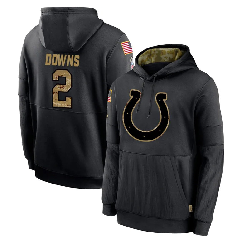 Johmsee IN.Colts #2 Josh Downs Player Black Salute to Service Hoodies Limited Game Stitched Jerseys