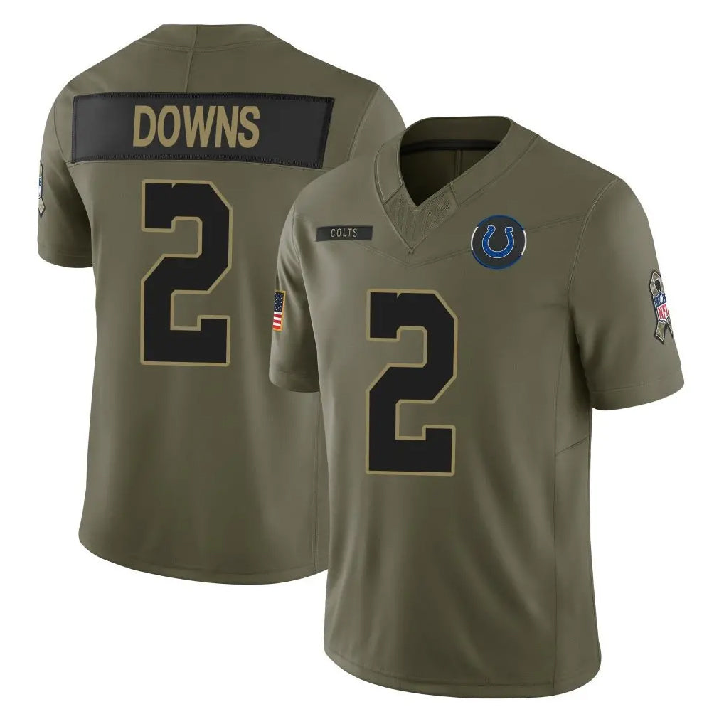 Johmsee IN.Colts #2 Josh Downs Player Olive 2025 Salute To Service Limited Game Stitched Jerseys
