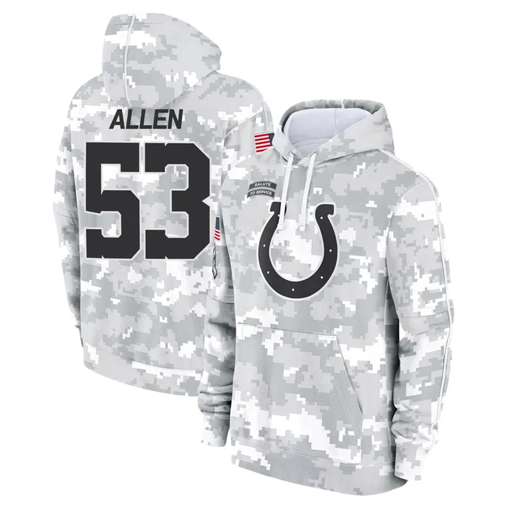 Johmsee IN.Colts #53 CJ Allen Player Arctic Camo Salute to Service Hoodies Limited Game Stitched Jerseys