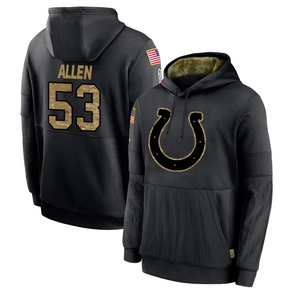 Johmsee IN.Colts #53 CJ Allen Player Black Salute to Service Hoodies Limited Game Stitched Jerseys