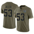 Johmsee IN.Colts #53 CJ Allen Player Olive Salute To Service Limited Stitched Jerseys