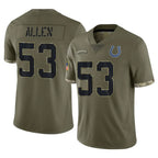 Johmsee IN.Colts #53 CJ Allen Player Olive Salute To Service Limited Stitched Jerseys