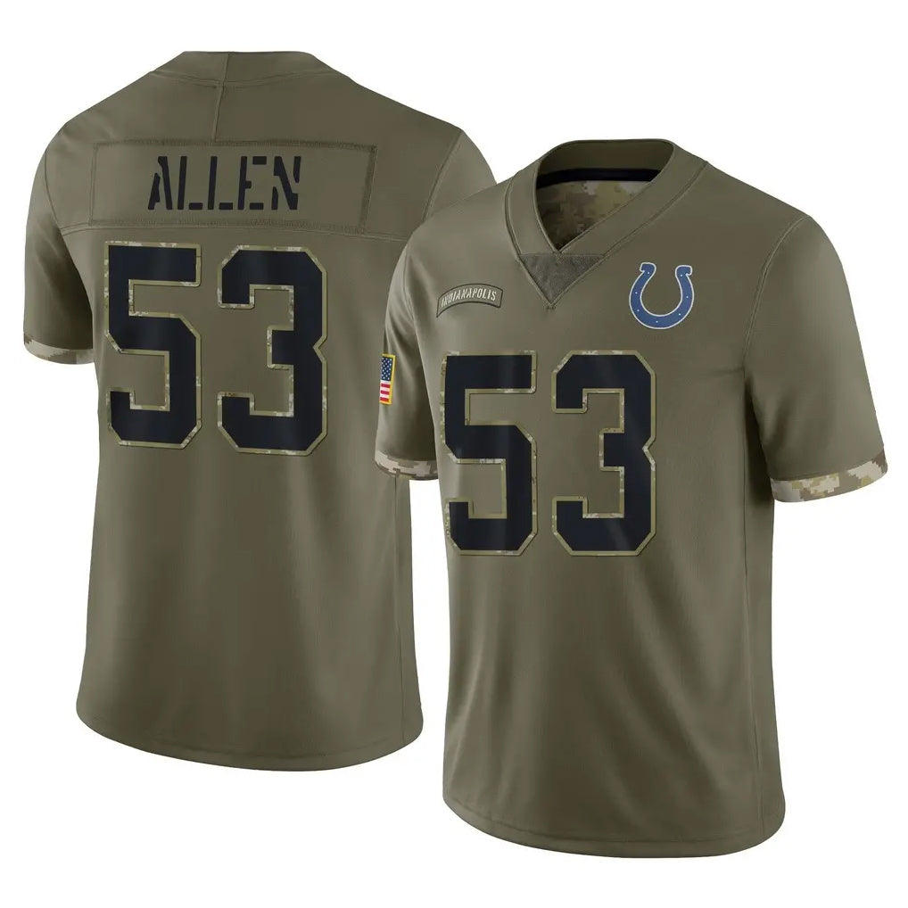 Johmsee IN.Colts #53 CJ Allen Player Olive Salute To Service Limited Stitched Jerseys