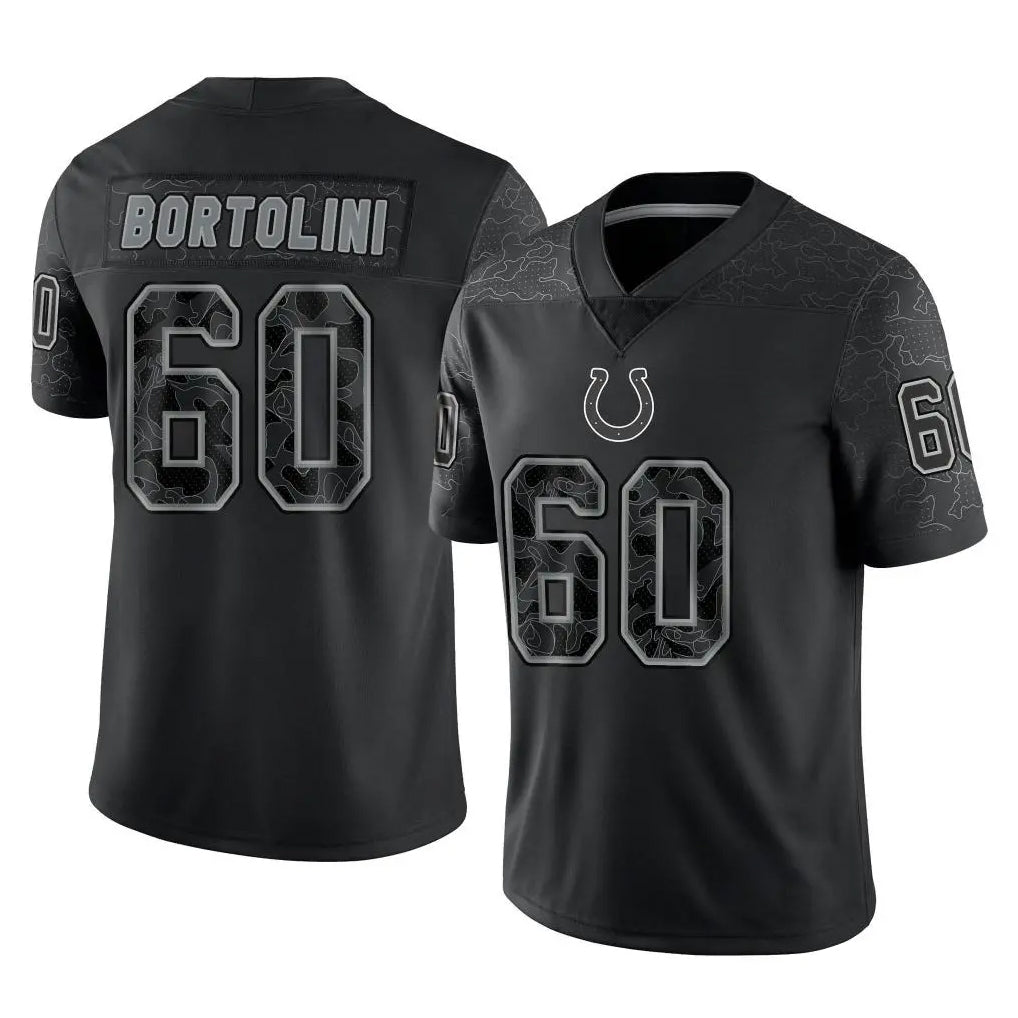 Johmsee IN.Colts #60 Tanor Bortolini Player Black Reflective Limited Game Stitched Jerseys