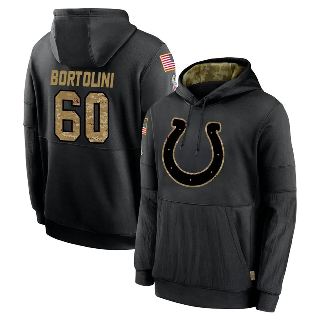 Johmsee IN.Colts #60 Tanor Bortolini Player Black Salute to Service Hoodies Limited Game Stitched Jerseys