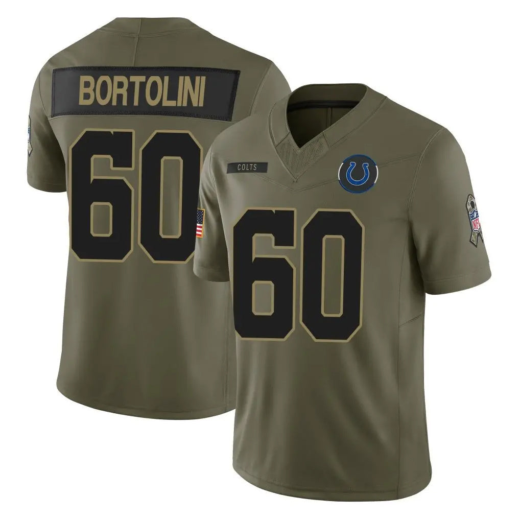 Johmsee IN.Colts #60 Tanor Bortolini Player Olive 2025 Salute To Service Limited Game Stitched Jerseys