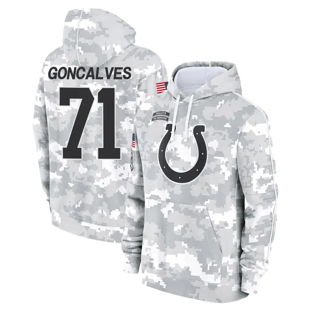 Johmsee IN.Colts #71 Matt Goncalves Player Arctic Camo Salute to Service Hoodies Limited Game Stitched Jerseys