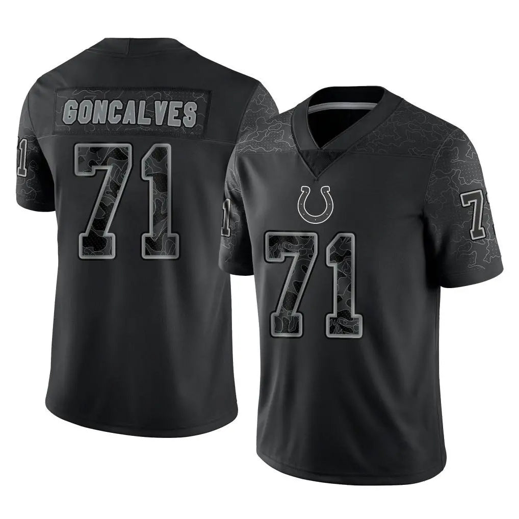Johmsee IN.Colts #71 Matt Goncalves Player Black Reflective Limited Game Stitched Jerseys