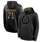 Johmsee IN.Colts #71 Matt Goncalves Player Black Salute to Service Hoodies Limited Game Stitched Jerseys