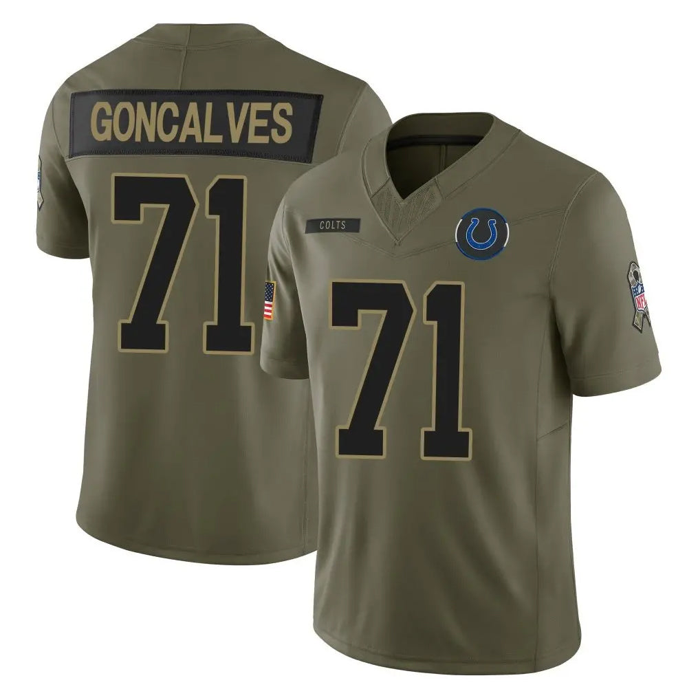 Johmsee IN.Colts #71 Matt Goncalves Player Olive 2025 Salute To Service Limited Game Stitched Jerseys
