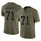 Johmsee IN.Colts #71 Matt Goncalves Player Olive Salute To Service Limited Stitched Jerseys