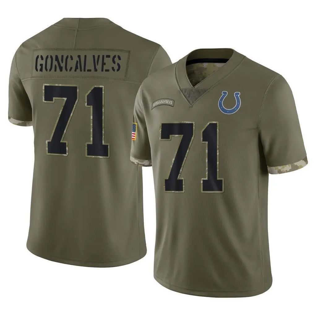 Johmsee IN.Colts #71 Matt Goncalves Player Olive Salute To Service Limited Stitched Jerseys