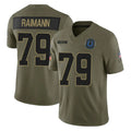 Johmsee IN.Colts #79 Bernhard Raimann Player Olive 2025 Salute To Service Limited Game Stitched Jerseys