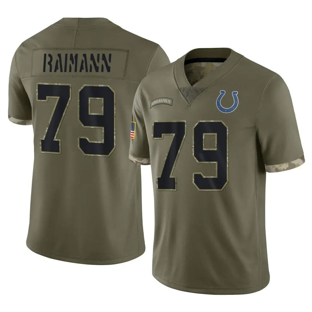 Johmsee IN.Colts #79 Bernhard Raimann Player Olive Salute To Service Limited Stitched Jerseys