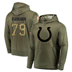 Johmsee IN.Colts #79 Bernhard Raimann Player Olive Salute to Service Pullover Hoodies Home Game Stitched Jerseys