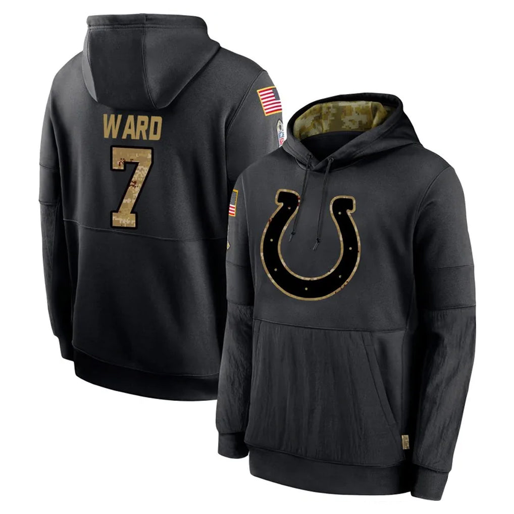 Johmsee IN.Colts #7 Charvarius Ward Sr. Player Black Salute to Service Hoodies Limited Game Stitched Jerseys