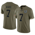 Johmsee IN.Colts #7 Charvarius Ward Sr. Player Olive Salute To Service Limited Stitched Jerseys