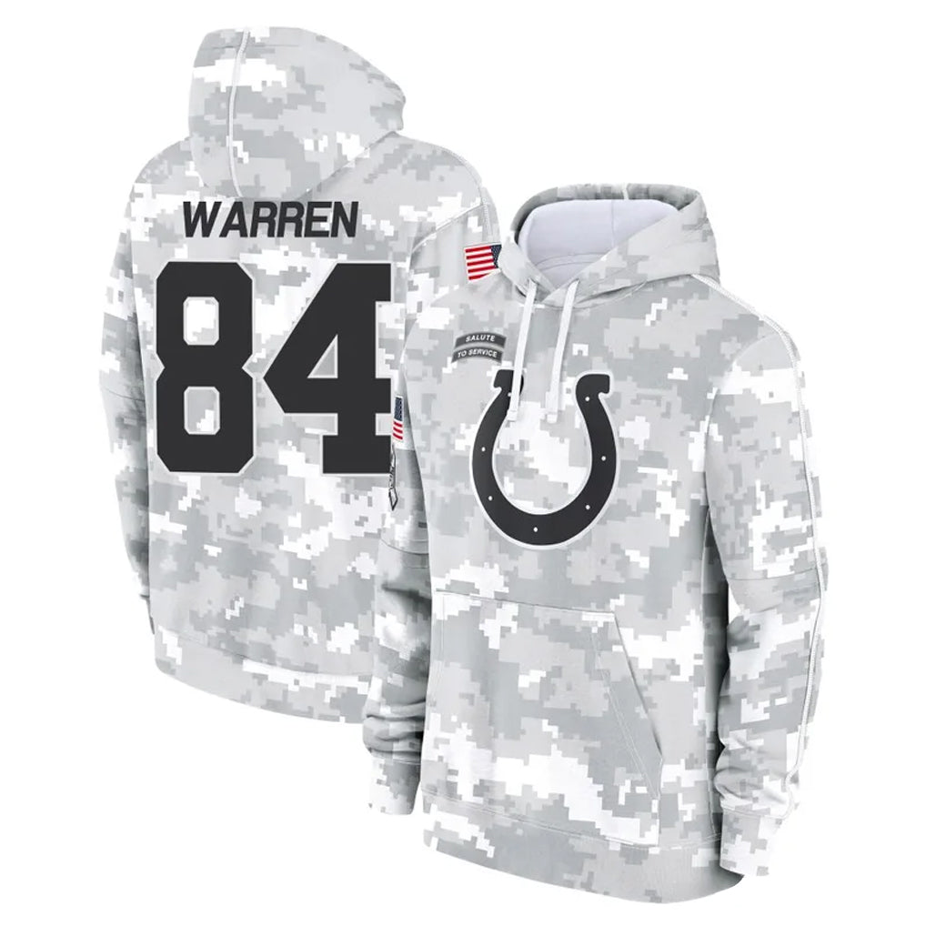 Johmsee IN.Colts #84 Tyler Warren Player Arctic Camo Salute to Service Hoodies Limited Game Stitched Jerseys
