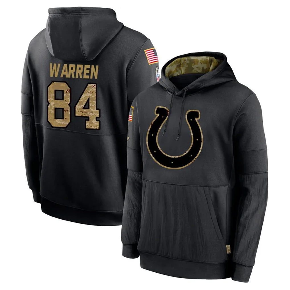 Johmsee IN.Colts #84 Tyler Warren Player Black Salute to Service Hoodies Limited Game Stitched Jerseys